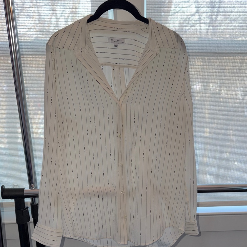 Equipment Cream Striped Button-Down Shirt